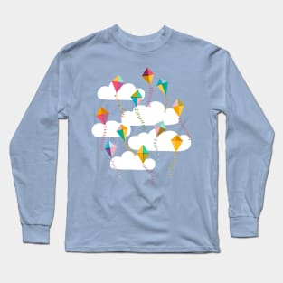 Flying Kites {Sky} Blue Sky and Clouds Long Sleeve T-Shirt